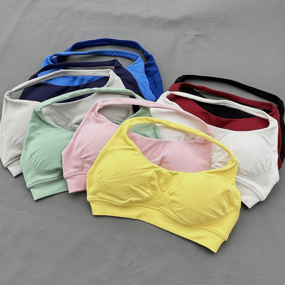 スポーツブラ レディース シームレス ホルターネックトップ  - Minimizer Bra Women のレビューと価格