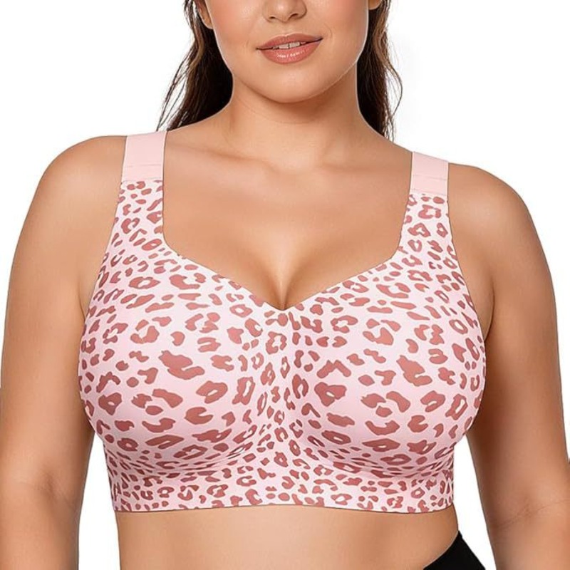 レオパード柄ゼリーブラ ノンワイヤー プッシュアップ ワイヤ - Minimizer Bra Women のレビューと価格
